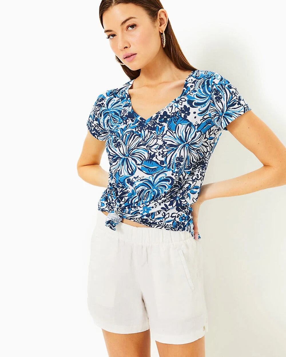 Lilly Pulitzer Meredith Tee Low Tide Navy Pandarama Sz Medium Preppy Coastal
